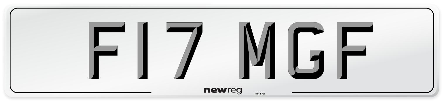 F17 MGF Number Plate from New Reg